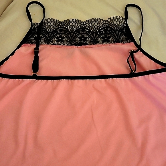 New pink & black pajama set size L. Pink tank w/lace trim.Adorable shorts too! - Picture 4 of 5